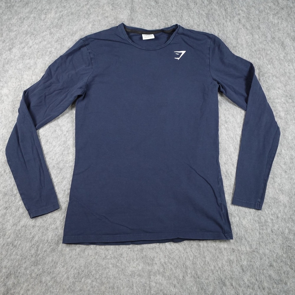Gymshark Shirt Mens Small Blue Long Sleeve Essential Long Sleeve Tee TShirt